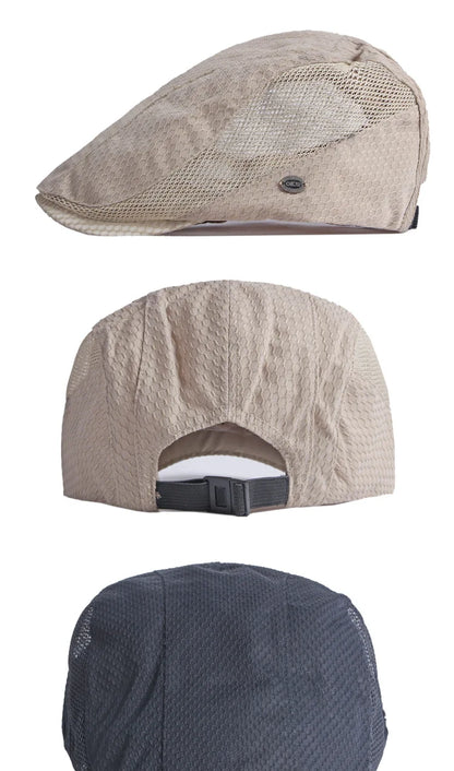 Men Women Breathable Mesh Summer Hat Newsboy Beret Ivy Cap Cabbie Flat Cap Adjustable Vintage Style