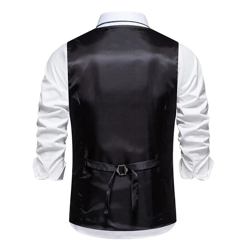 Men's Herringbone Vest Spring/summer V-neck Single Breasted Patchwork Waistcoat Slim Fit Mens Casual Suit Vest Best Dress