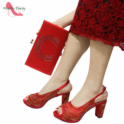 Orange Color Mature Pumps African Design Women Matching Shoes and Bag Set with Platform High Quality Sandals for Wedding
