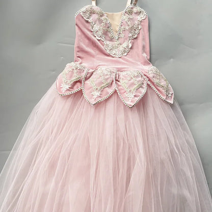 Girls' Ballet Dress Elegant Tulle Performance Leotard with Puffy Skirt for Dance Competitions & Recitals Contemporary Outfit