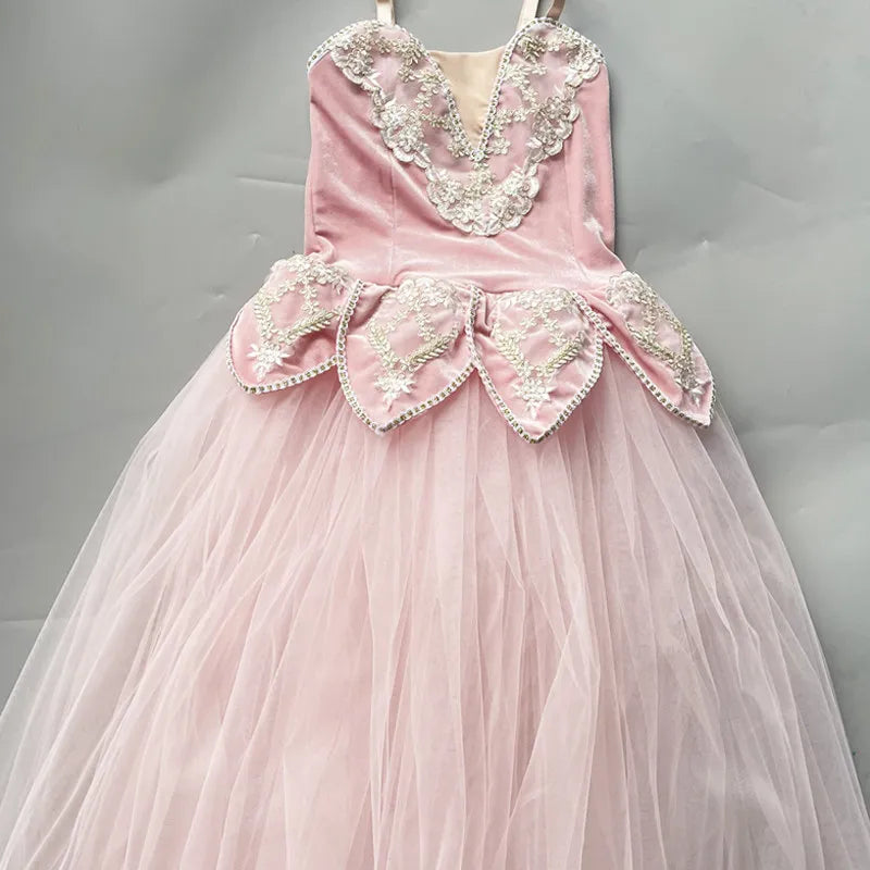 Girls' Ballet Dress Elegant Tulle Performance Leotard with Puffy Skirt for Dance Competitions & Recitals Contemporary Outfit
