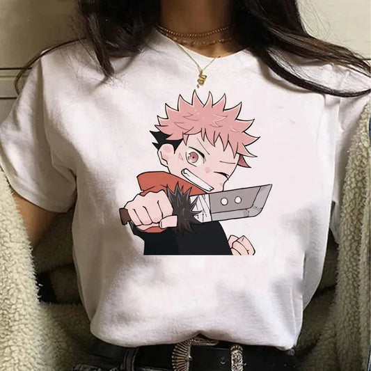 Goth Clothes Gojo Graphic Tshirt Anime Jujutsu Kaisen Funny Summer T-shirt for Women Japanese T Shirts Cartoon Woman Tshirts