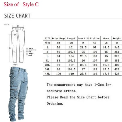 New Autumn Men Pants Casual Tactical Jeans Male Multiple Pockets Cargo Pant Casual Straight Dimem Jeans Trousers Plus Size S-4Xl