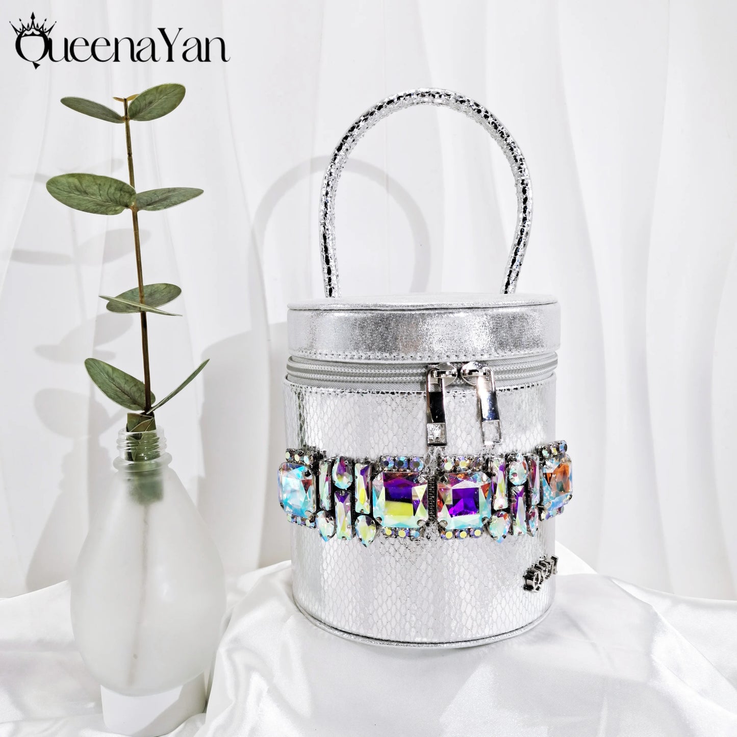 Nigerian-Inspired Rhinestone High Heels With Colourful Bucket Bag Fashionable Womens Footwear And Accessories Set