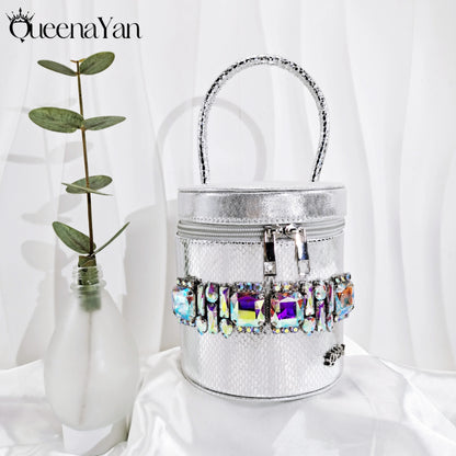 Nigerian-Inspired Rhinestone High Heels With Colourful Bucket Bag Fashionable Womens Footwear And Accessories Set