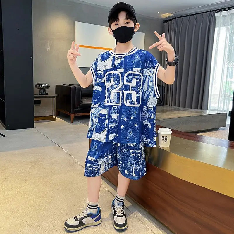 Sweatshirt Set Korean Children's Clothes 2025 Boy Clothing 7 12 Years Top Bottom Child Autumn Winter Year Old Kids Junior Boys'