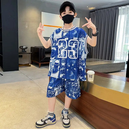 Sweatshirt Set Korean Children's Clothes 2025 Boy Clothing 7 12 Years Top Bottom Child Autumn Winter Year Old Kids Junior Boys'