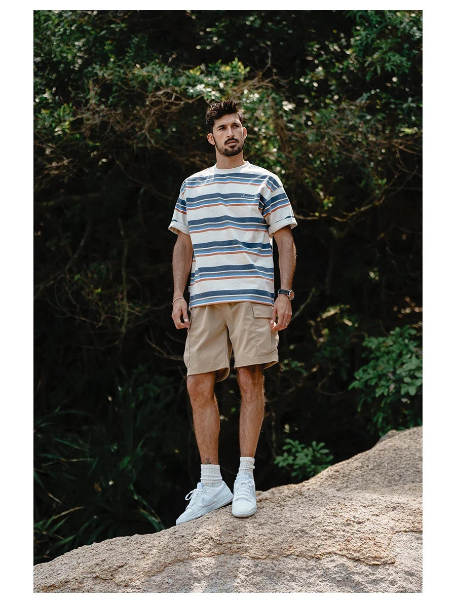 2024 Summer New  Oversize Lightweight 190g  Quick Dry Fabric Cargo Drawstring Shorts Men Cool Fishing Hiking Shorts