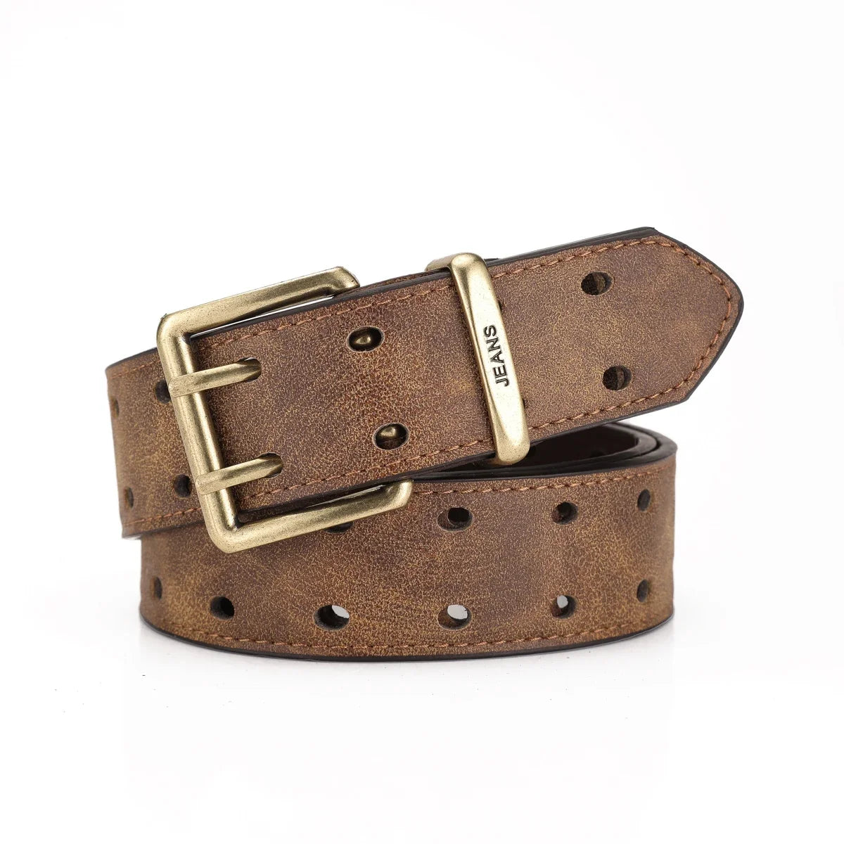 A Western-style PU Leather Belt for Both Men and Women, a Classic and Casual Retro Belt