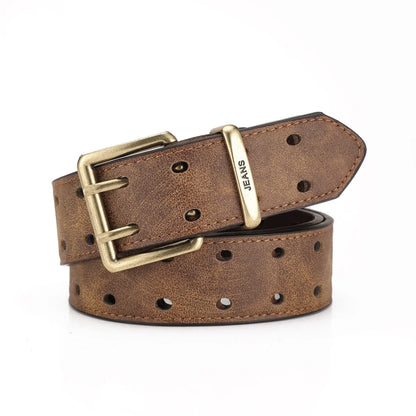 A Western-style PU Leather Belt for Both Men and Women, a Classic and Casual Retro Belt