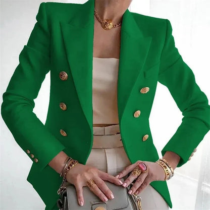 Women's Small Blazer Jacket 2026 Spring Autumn Casual Office Elegant Ladies Suit Coat High-end Double-breasted Lady Outerwear