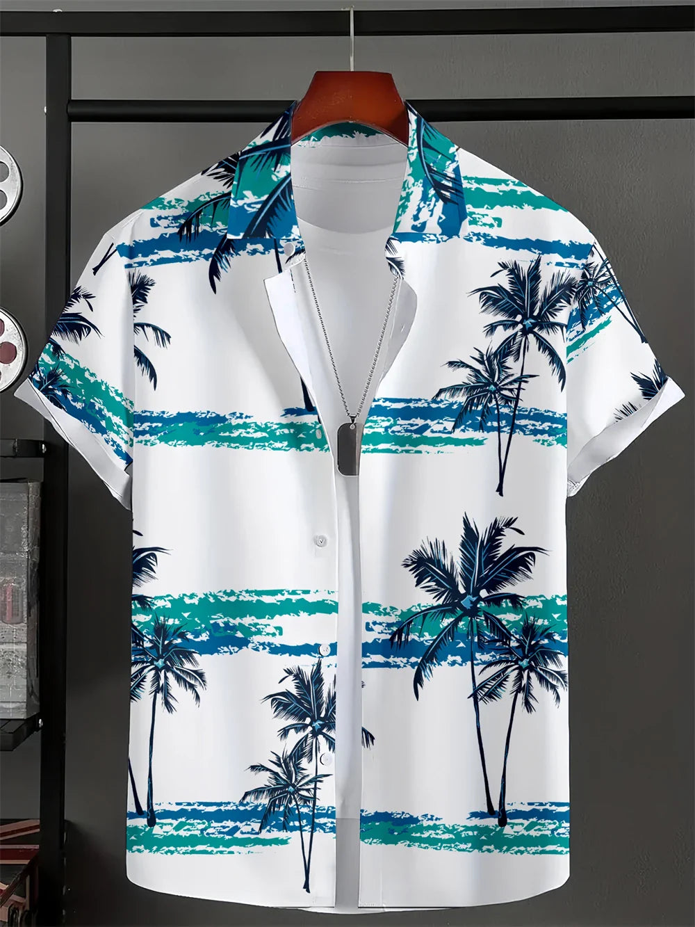 Hawaiian Shirt Man 3D Coconut Tree Gradient Pattern Casual Shirt Harajuku Fashion Oversized Top Funny Print Pink Men's Clothing
