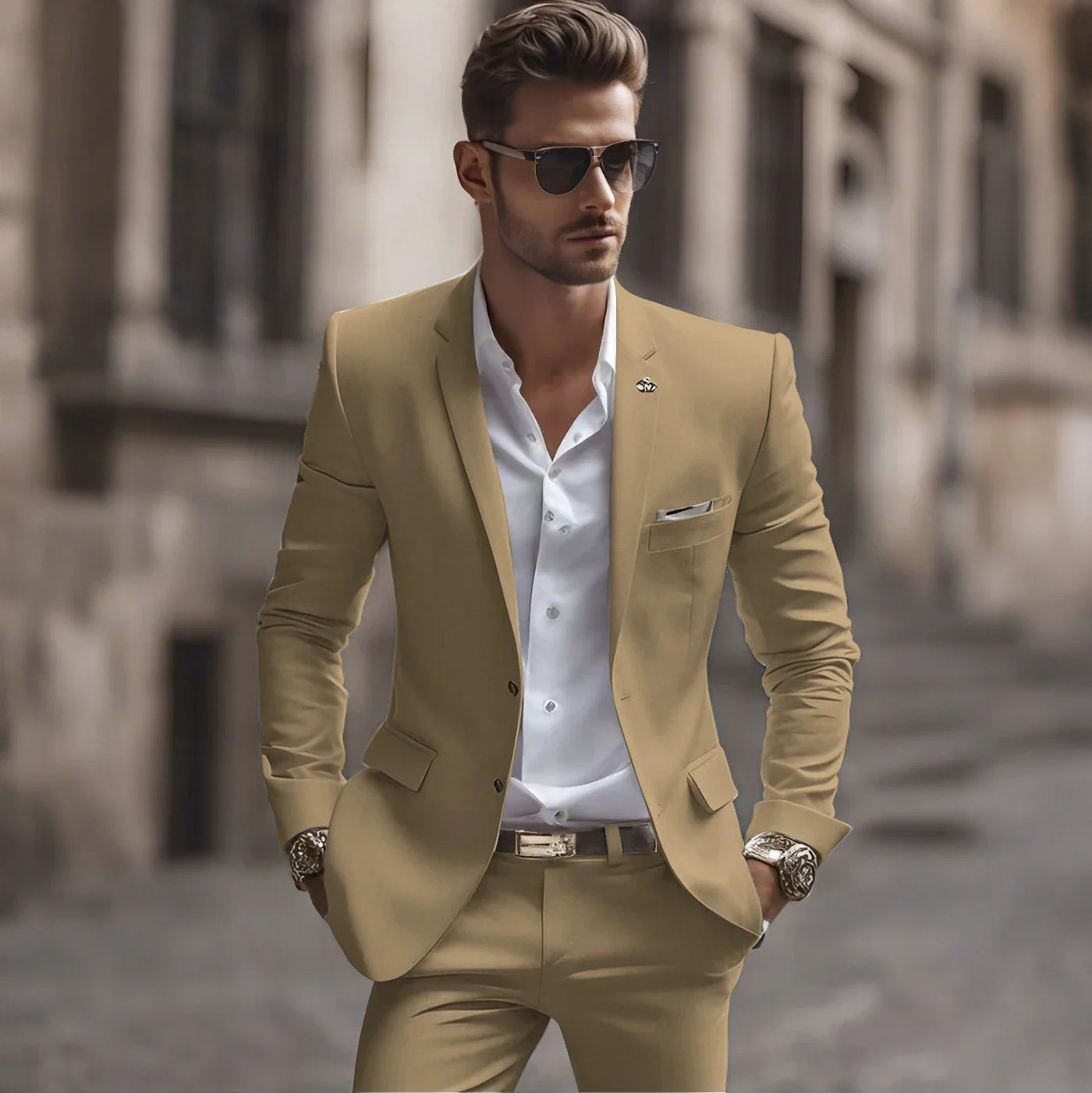 Summer White Men Suits Two Piece Fashion Notch Lapel Single Breasted Suit Slim Fit Elegant Smart Casual Groom Wedding Tuxedo