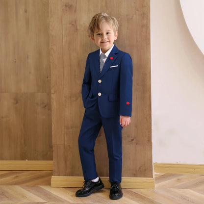 2-14 Yrs Toddler Suit Set with Rose Embroidery 3-Piece Formal Conmmunion Tuxedo Jacket Pants Tie Fast Delivery DTLumika