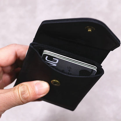 100% Genuine Leather Wallet For Men Male Original Cowhide Slim Minimalist Front Pocket Cash Wallet Card Holder With Flap Closure