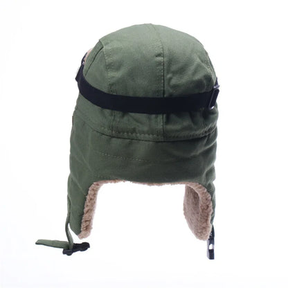 Army Military Ushanka Men&Women Windproof Winter Bomber Hats with Goggles Warm Lamb Wool Pilot Earflap Thermal Snow Cap