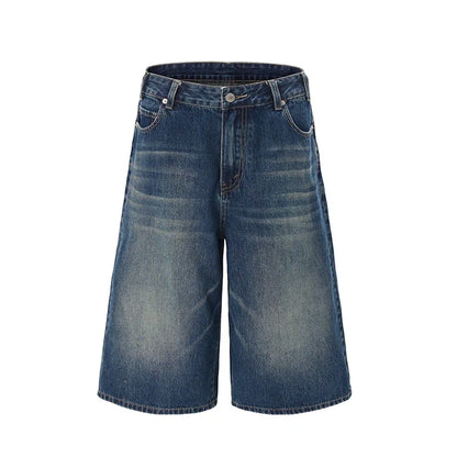 Summer New Fashion Denim Shorts Loose Straight Casual Vintage American Personality Jeans Streetwear Male Short Pants