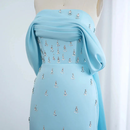 Customized Off Shoulder Evening Dresses for Women Wedding Saudi Arabia Dubai Long Formal Prom Gowns Party Baby Pink Bule Dress