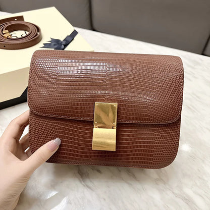 New Women Small Box Bag Single Shoulder Handbag Solid Fashion Brand Cow Split Leather Flap Tofu Bags Ladies Sling Messenger Bag