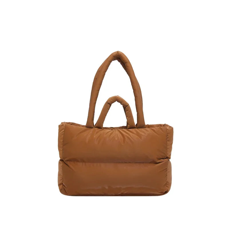 Fashion Large Capacity Puffer Shoulder Bags Padded Women Handbags Casual Nylon Quilted Big Tote Bag Warm Winter Shopper Purses