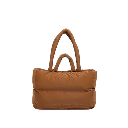 Fashion Large Capacity Puffer Shoulder Bags Padded Women Handbags Casual Nylon Quilted Big Tote Bag Warm Winter Shopper Purses