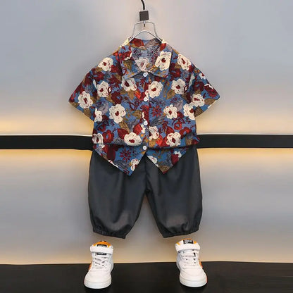 Floral Shirt Summer Suit for Boy 2025 Kids Clothes Children 4 Years Clothing Sets Shorts Boys' Set Child Outfit Outdoor T-shirts