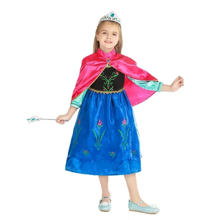 Elsa Dress for Girls 2-10 Yrs Birthday Role Anna Elsa Princess Dress for Kids Halloween Carnival Party Girls Costume