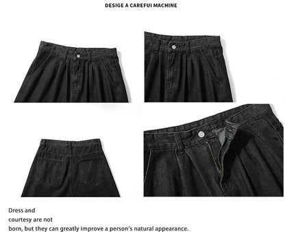 Wide Baggy Denim Shorts Men Summer Thin Solid Color Casual Loose Knee-length Pants Male Jeans Shorts Streetwear
