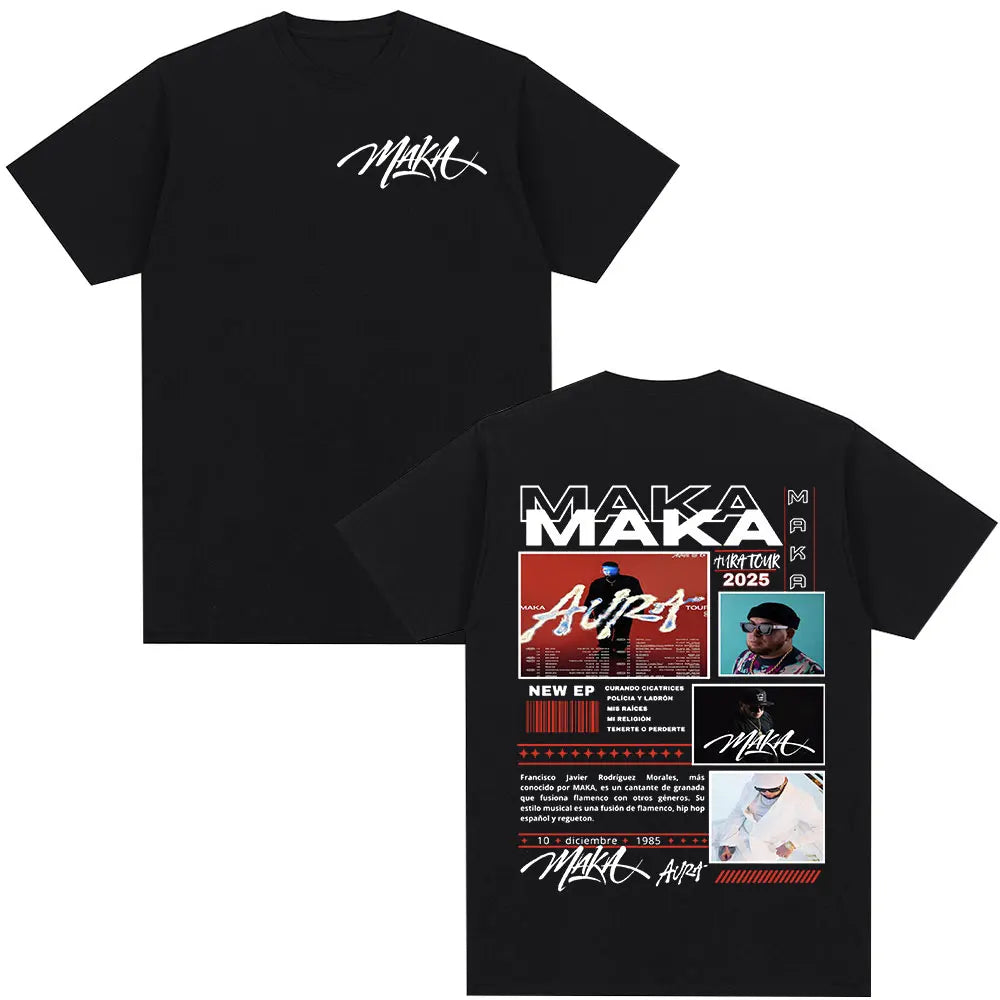 Rapper Maka Aura 2025 Tour Merch T Shirts Men Women Fashion Vintage Street T-shirt Casual Cotton Short Sleeve T Shirt Streetwear