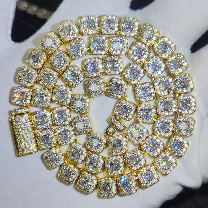 Clustered Diamond Tennis Chain Miami Tennis Link Bracelet for Women 7MM Iced Out CZ Cuban Necklace Hip Hop Jewelry Gifts