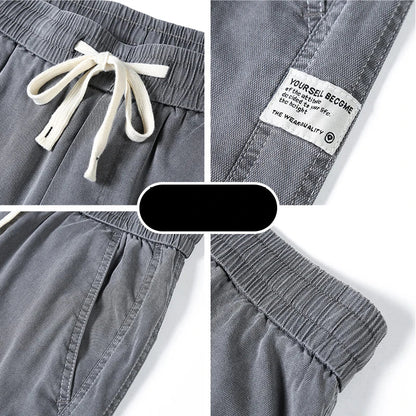 Summer Soft Lyocell Fabric Men's Jeans Thin Loose Straight Pants Drawstring Elastic Waist Korea Casual Trousers Plus Size M-5XL