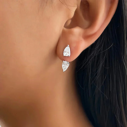 4cttw Pear Cut Moissanite Stud Earrings 925 Sterling Silver Sparkly Waterdrop Diamond Ear Jacket Earring for Women Jewelry Gift