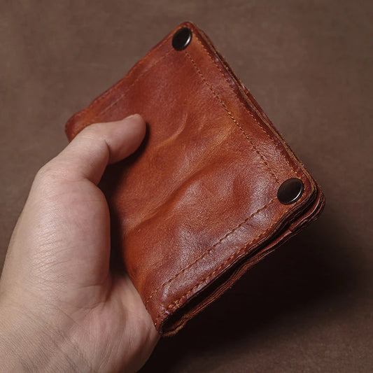Portefeuille de luxe pour homme en cuir véritable de haute qualité style vintage, avec pince à billets, porte-cartes de crédit et poche zippée pour la monnaie