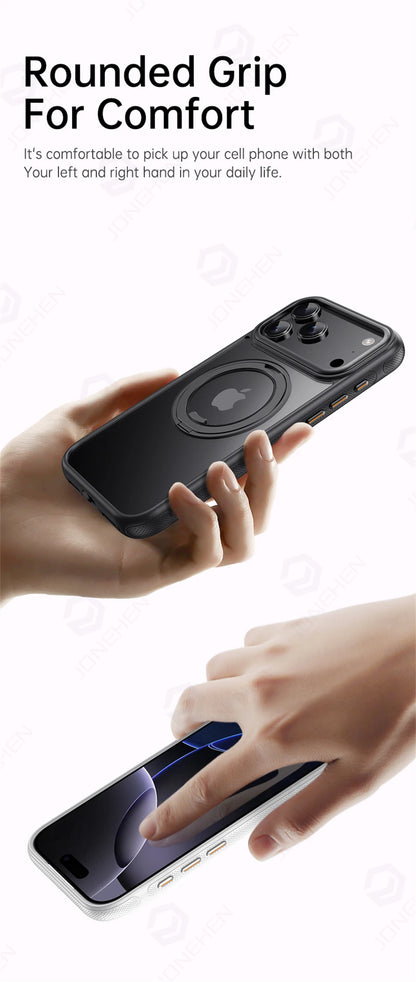 360° Mechanical Torque-Sound Rotating Holder Magnetic Case For iPhone Air 16 15 Plus 14 13 17 Pro Max Armor Cover For Magsafe