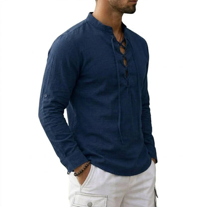 Men's Long Sleeved Linen T-Shirts Medieval Vintage Viking Top Cotton Shirts Men Halloween Costume Breathable Tops Yoga Shirts