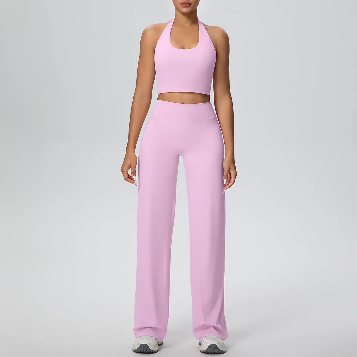 2PCS Woman Backless Hanging Neck Bra and Pants Yoga Set Summer Breathable Gym Sports Running Workout Top Hot Sales Yoga Set