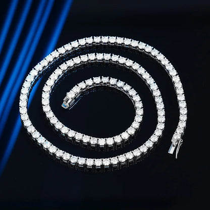 Real 2.5/3/4/5mm Full Moissanite Tennis Necklace for Women 925 Sterling Silver Diamond Neck Chains Necklaces Fine Jewelry