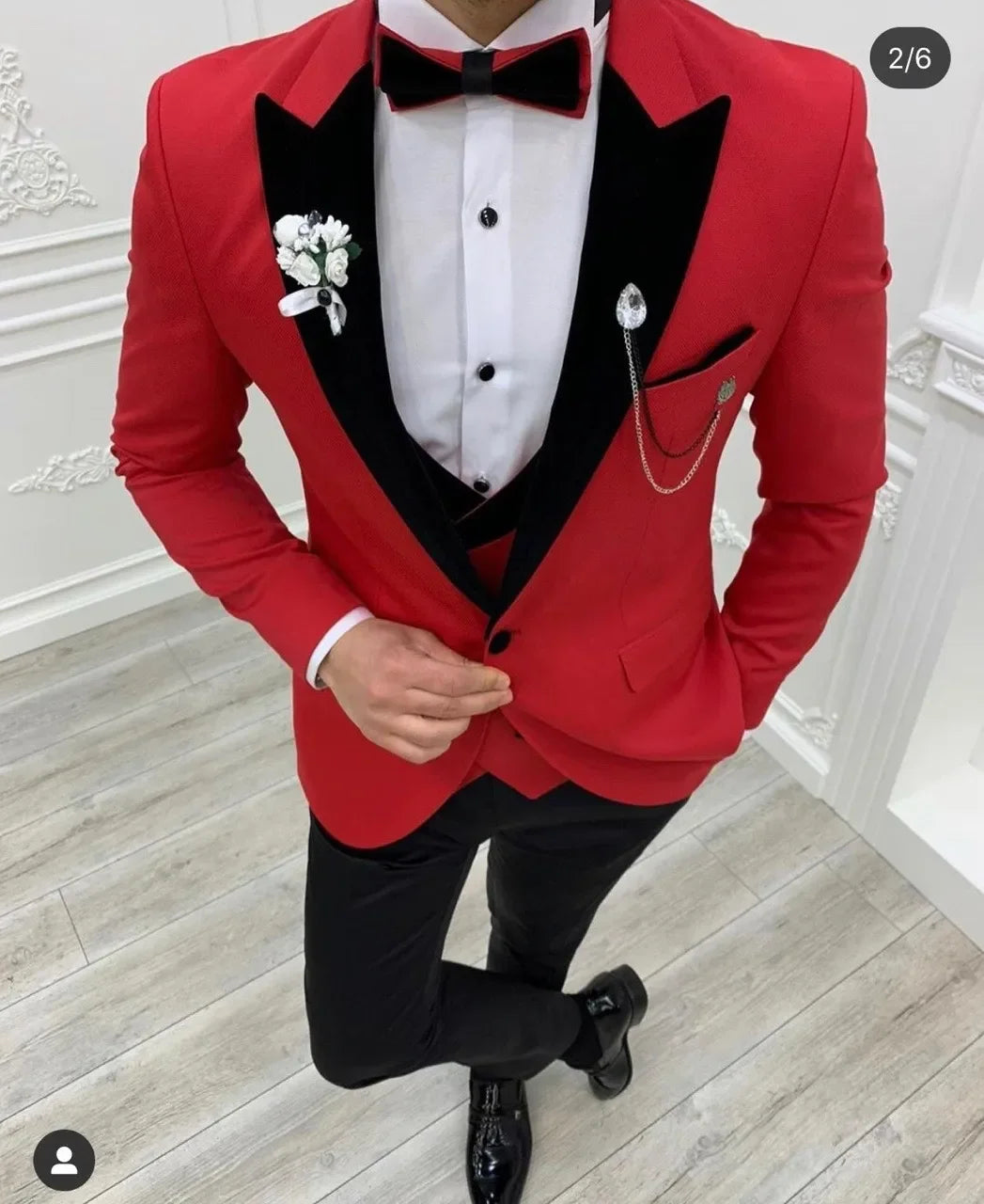 Costume Homme Red Men Suit 3 Pieces Wedding Dress Tuxedos Slim Fit Groom Prom Party Blazer Hombre Terno Masculino Slim Fit
