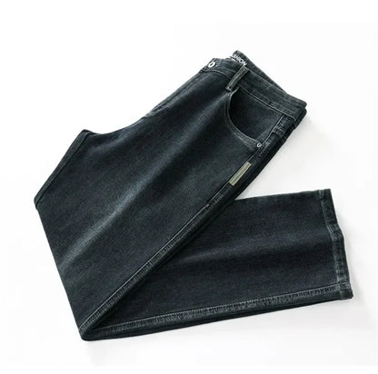 2025 New Autumn and Winter Men's Jeans Loose Comfortable Straight Business Casual Versatile Wide-leg Business Trousers