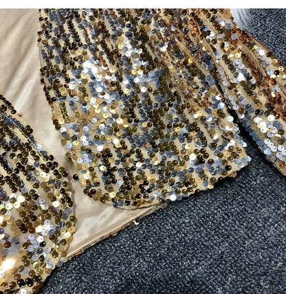Street Fashion Joker Short Edition Sequins Small Suit Sparkling Bead Piece Suit Small Jacket Tank Top Jazz Dance Performance