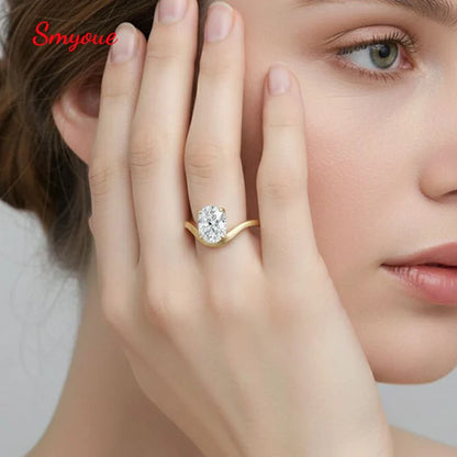 New 8*6mm 1.5CT Oval Cut Moissanite Rings for Women Sparkling S925 Sterling Silver Wedding Fine Jewelry  Plated 18k Gift