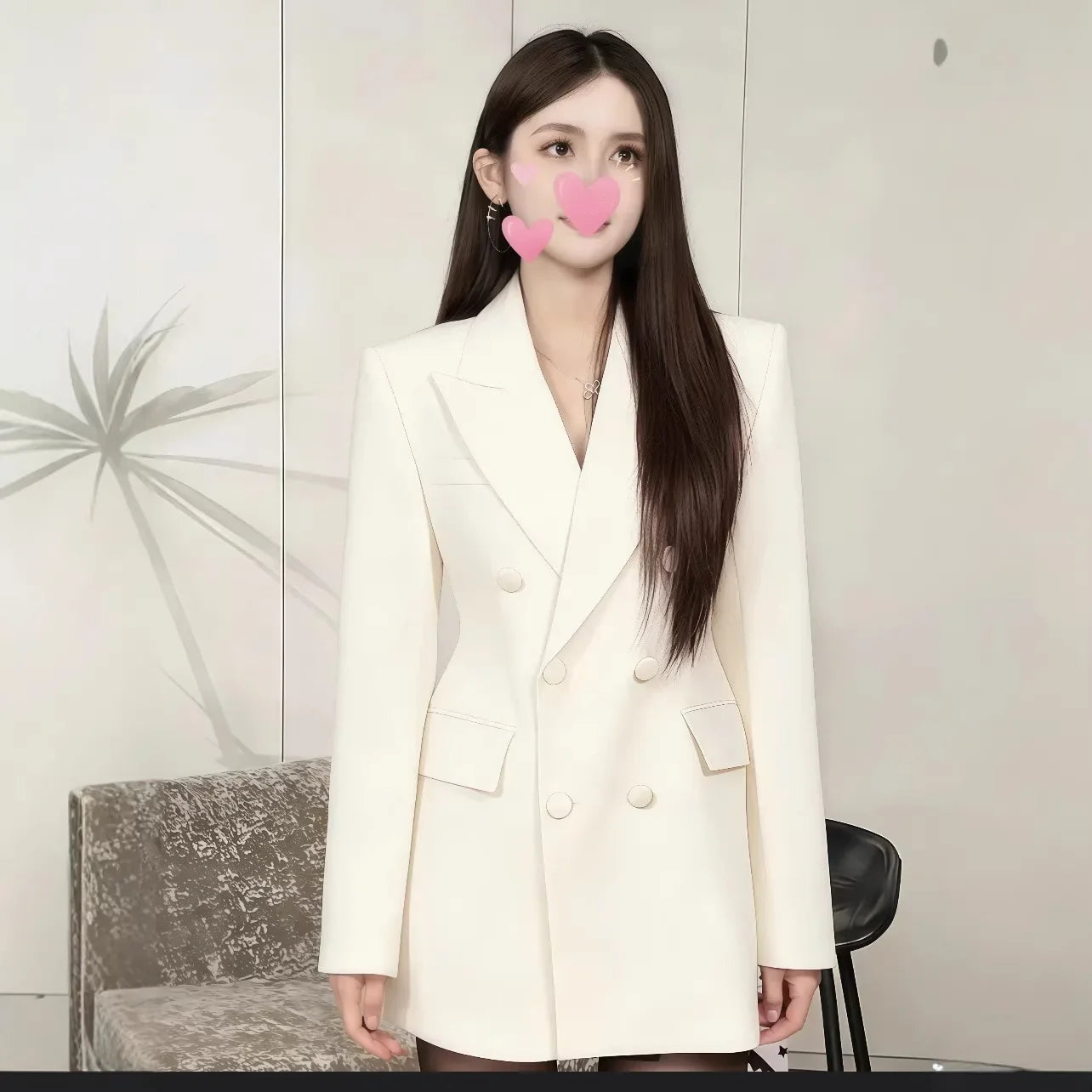 Slimming Black Suit Jacket Women's Midi Length Waist-Cinching Spring Fashion Elegant High-End Feelings Business Casual Coat