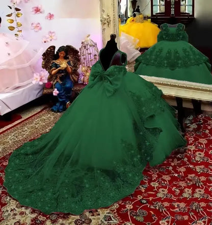 Customized Flower Girl Dress for Wedding Suspenders with Bow Satin Ball Gown Kids Birthday First Communion Party Dress