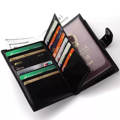 Men Women PU Leather Long Wallet Large Capacity Passport Cover Holder Multi Card Slots Cash Coin Pocket Travel Clutch