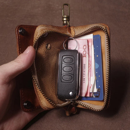 Luxury Brand Genuine Leather Key Bag Multifunctional Waist Hanging Card Holder Coin Purse Men Women Car Key Case Organizer
