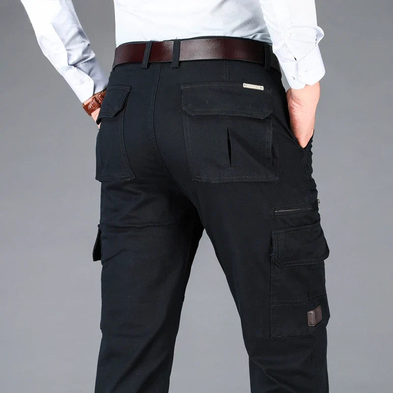 2026 New in Men's Pants Straight Leg Cotton Cargo Trouser Male Stretch Autumn Zipper Multi Pocket Classic Casual Work Wear Army