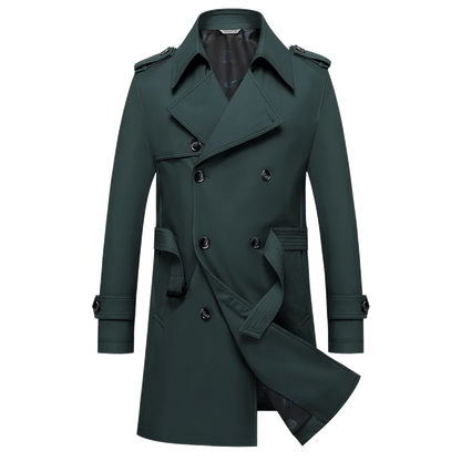 2024 Autumn New Men's Medium to Long Fashion Windbreaker Coat High Quality Double breasted British style Coat Series Belt Coat