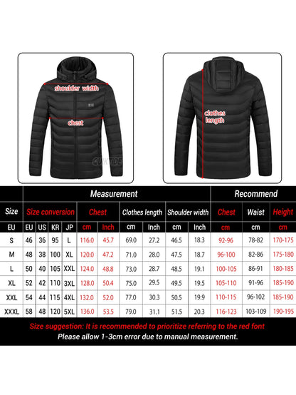 Intelligent Heating Jacket, 32-Heating Zones, 4-Switches, 3-Speed Adjustable, Suitable For Outdoor Activities,Indoor Work,Hiking