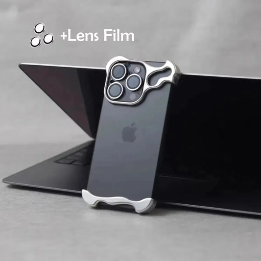 Luxury Irregular Aluminum Alloy Bumper Phone Case For IPhone 16 15 14 13 12 Pro Max 17 Air Pro Lens Film Protection Metal Cover