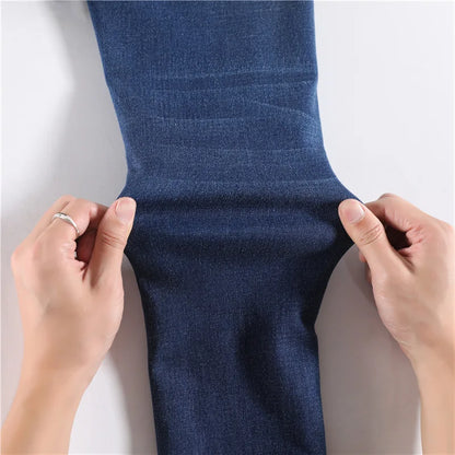 New Winter Women Snow Thermal Fleece Skinny Jeans Casual Lady Warm Velvet Thick Pencil Pants Female Basic Fleece Denim Trousers
